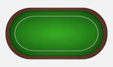 Yeşil kumaştan yapılmış poker ya da blackjack masası. Vektör illüstrasyonu beyaz arkaplanda izole edildi. 