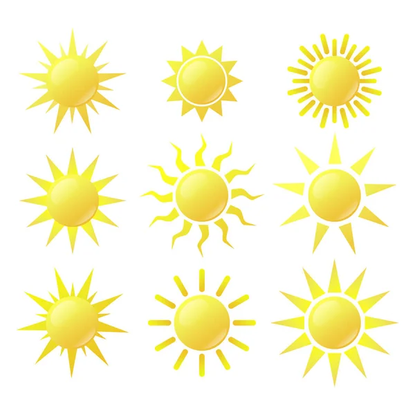 Güneş Ikonları Güneş Piktogram Hava Tasarımı Için Düz Simge — Stok Vektör