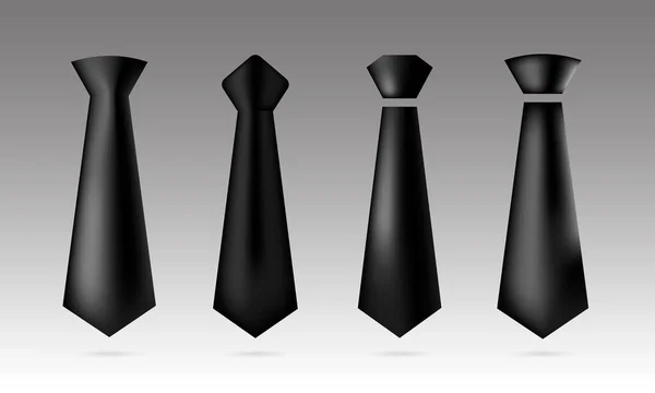 Set Black Ties Tie Icon Trendy Flat Style Strict Classical — Stock Vector