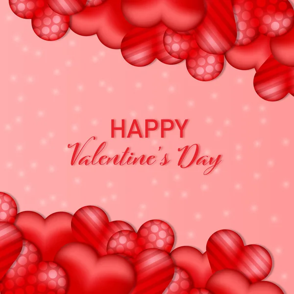 Banner Feliz Dia Dos Namorados Com Corações Vermelhos — Vetor de Stock