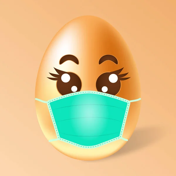 Felice Uovo Pasqua Maschera Medica Sfondo Chiaro Pasqua Coronavirus Concetto — Vettoriale Stock