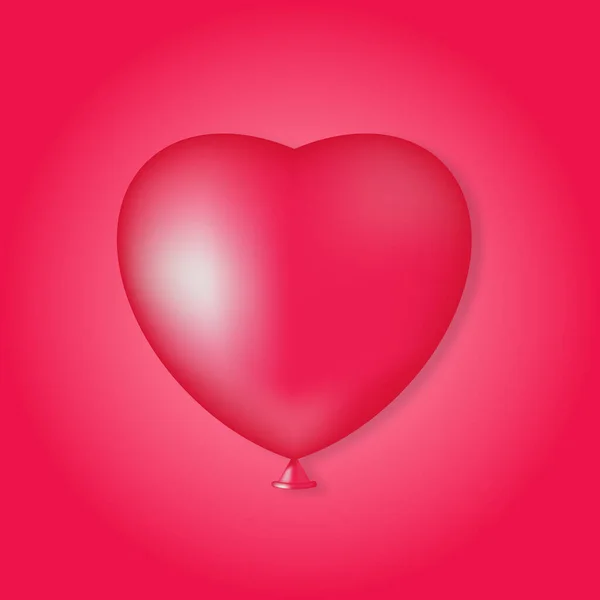 Red Balloon Form Heart Red Light Background Heart Shape February — Stock Vector