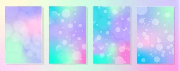 Conjunto Fondos Holográficos Degradados Diferentes Colores Con Efecto Bokeh Holograma — Vector de stock