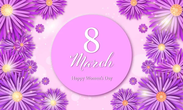 Marzo Tarjeta Felicitación Vectorial Del Día Mujer Con Decoración Flores — Archivo Imágenes Vectoriales