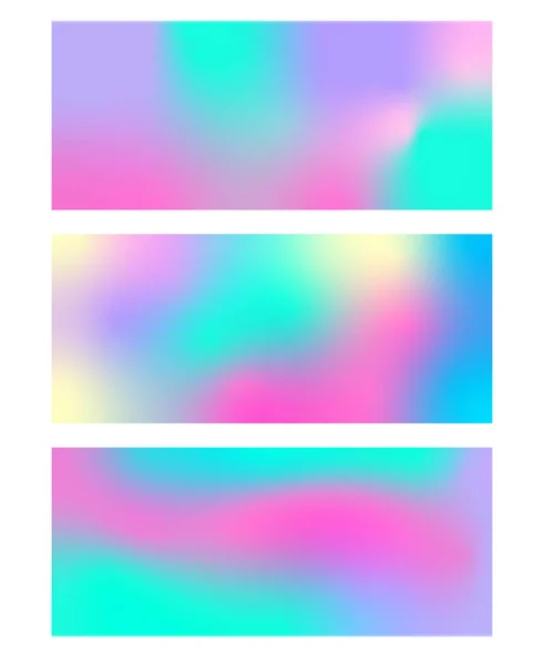 Set Aus Abstrakt Irisierendem Hintergrund Oder Banner Verschiedenen Pastellfarben Vektorillustration — Stockvektor