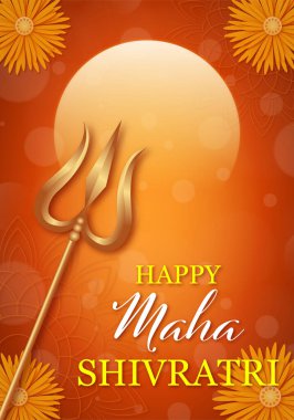 Mutlu Maha Shivaratri Posteri İllüstrasyonu. Hindu Festivali Shiva Lordunu Kutla.