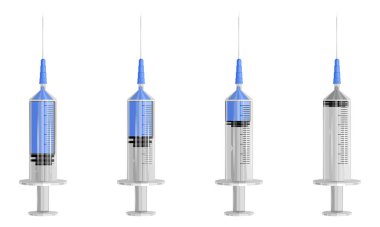 Farklı aşılarla dolu 4 şırınga seti