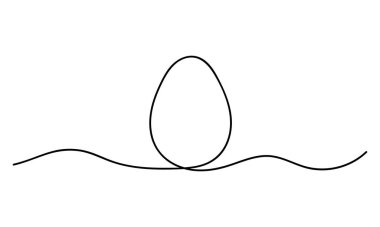 Yumurta hattı sanatı. Yumurtanın tamamının sürekli çizimi. Mevsimsel tasarım için vektör illüstrasyon tasarım ögesi