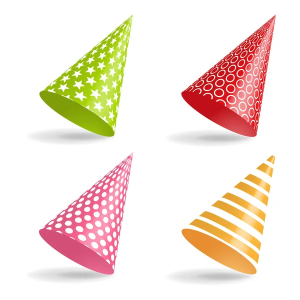Conjunto Coloridos Sombreros Fiesta Con Diseño Diferente — Vector de stock