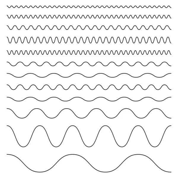 Set Wavy Horizontal Lines — Stock Vector