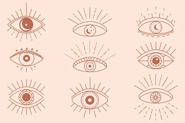 Set Ojos Místicos Diseño Boho — Archivo Imágenes Vectoriales