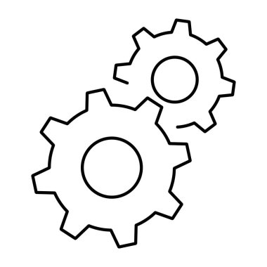 İki dişli tekerleğin ana hatları simgesi