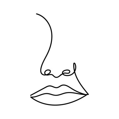 Soyut aralıksız tek çizgi çizen kadın yüzü