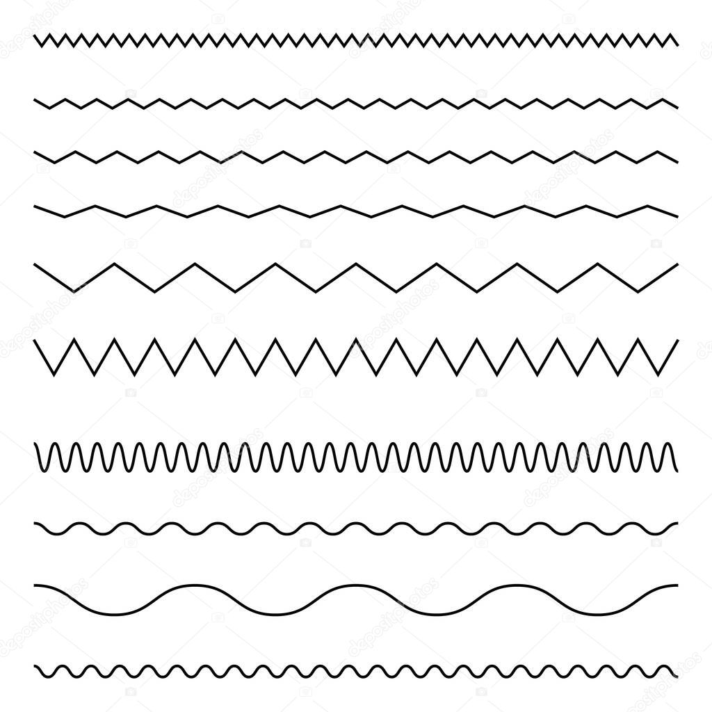 Seamless line and wavy zigzag lines