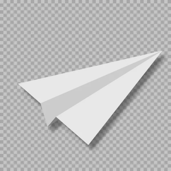 現実的な紙飛行機 透明背景に孤立したベクトル図 — ストックベクタ