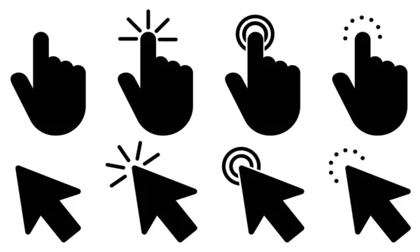 Set Pointer Click Icon Hand Cursor Click — Stock Vector