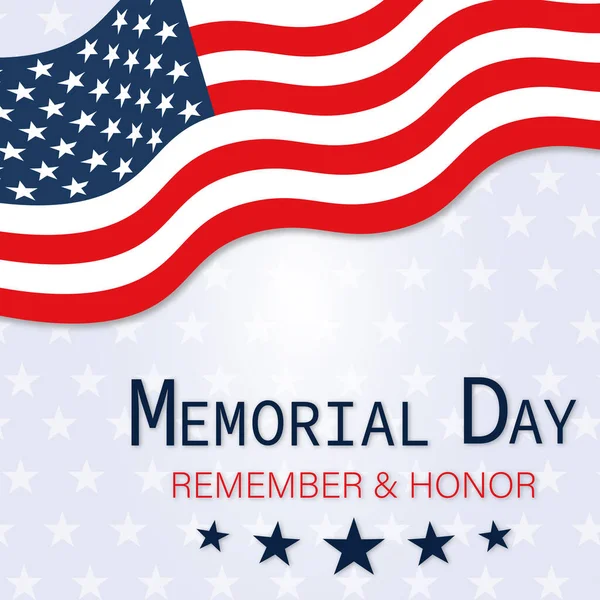 Memorial Day Poster American Flag 별들의 배경에 만나타나 — 스톡 벡터