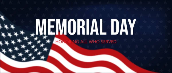 Banner Memorial Day Ilustração Vetorial Com Bandeira Americana — Vetor de Stock