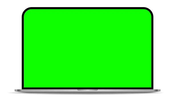 Серый Ноутбук Зеленым Экраном — стоковый вектор
