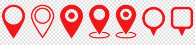Set of red map pin icons