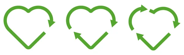 Collection Recycle Heart Symbol — Vetor de Stock