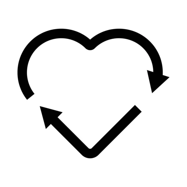 Black Heart Shape Recycle Icon — Stock Vector