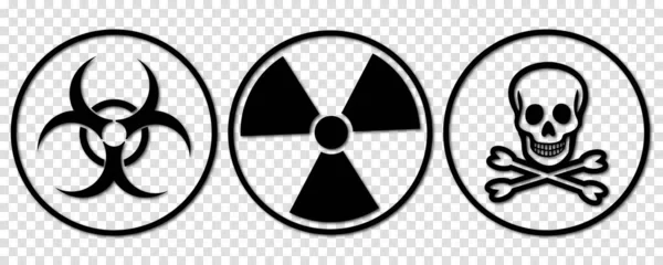 Signes Danger Biologique Toxicité Rayonnement — Image vectorielle