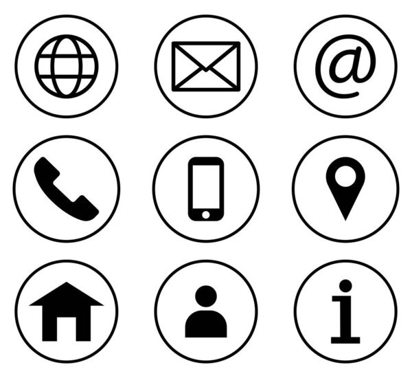 Contact us icon set. Line art style
