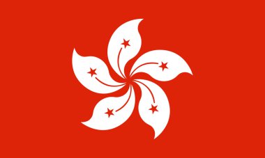 Hong Kong Bayrağı. Resmi renk vektör illüstrasyonu