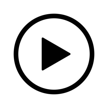 Çal düğmesi simgesi. Beyaz arkaplanda vektör ok simgesi izole edildi