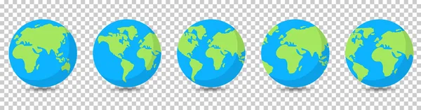 Earth Globes Collection Vector Illustration Isolated Transparent Background — Stock Vector