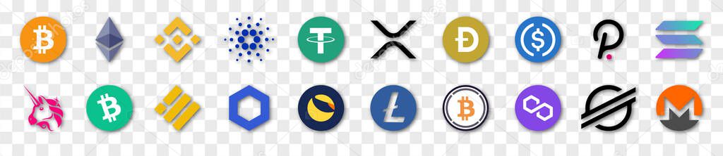 Set of Cryptocurrency Logos