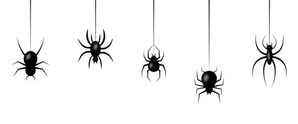 Halloween Spinnen Hängen Netz — Stockvektor
