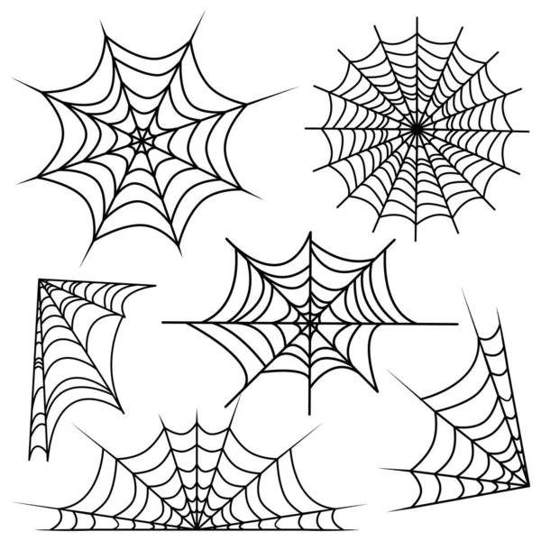 Set Spinnenspinnenwebben — Stockvector