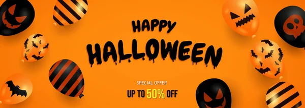 Banner Promoção Venda Halloween — Vetor de Stock