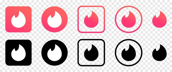 Logo Tinder Nastaveno Jiném Tvaru Vektorové Ikony Izolované Průhledném Pozadí — Stockový vektor