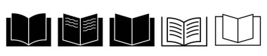Kitap simgesi ayarlandı. Basit kitap sembolleri. Vektör illüstrasyonu beyaz arkaplanda izole edildi