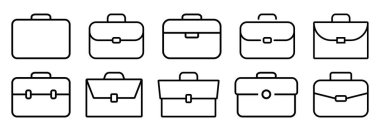 Evrak çantası simgesi seti. Vektör illüstrasyonu