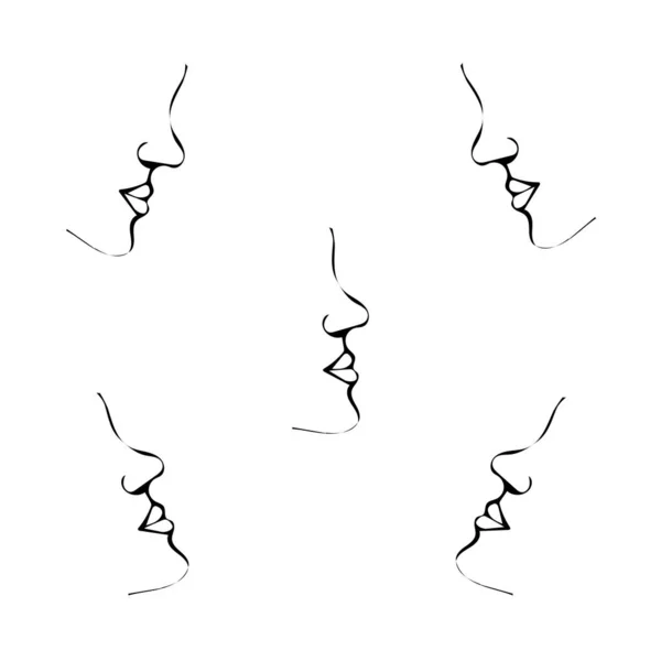 Abstrakte Zeichnung Einer Einzelnen Linie Eines Sich Wiederholenden Gesichts Minimalistischer — Stockvektor