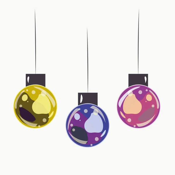 Decorações Natal Árvore Natal Três Bolas Coloridas Para Árvore Natal — Vetor de Stock