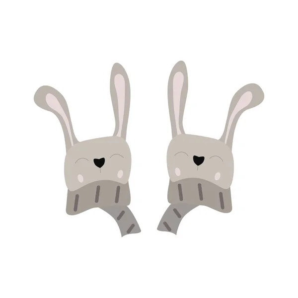 Christmas Rabbit Cute Hare Hare Winter Scarf Vector Illustration — Stock Vector