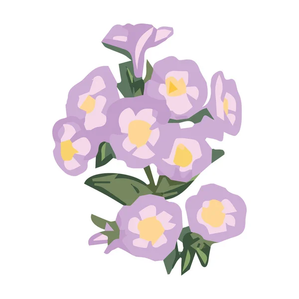 Fialová Modrooká Kytice Sedmikrásek Náčrtky Dekorativní Květiny Abstraktní Grafické Květiny — Stockový vektor