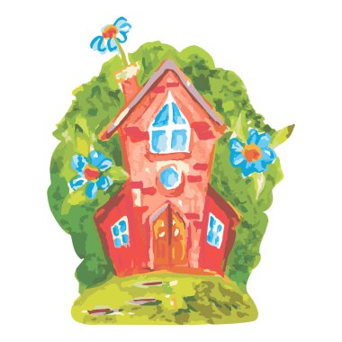 Ev suluboya, beyaz arkaplanda vektör çizimi