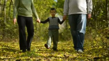 Aile ormanda yürüyor.