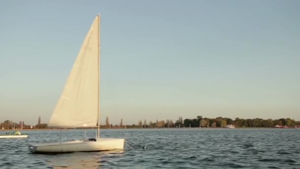 Sailing boat rocking on the lake — Stock Video