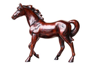 Walking horse sculpture isolated on white background clipart