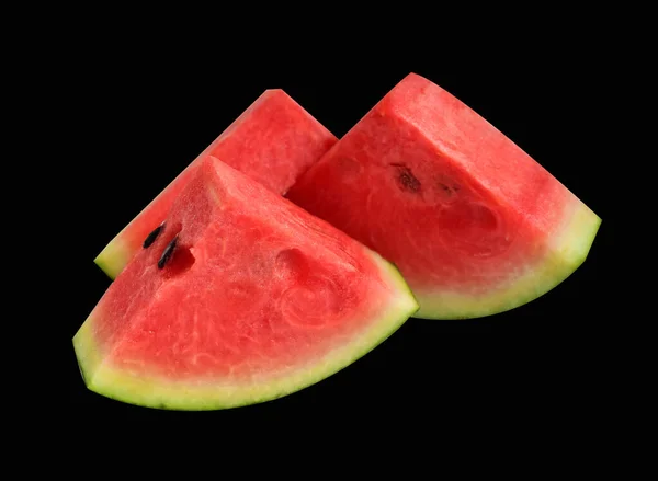 Verse Rode Watermeloen Plakjes Stukjes Half Geïsoleerd Met Clipping Pad — Stockfoto