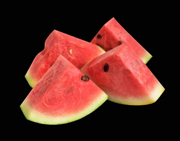 Fresh Red Watermelon Slices Pieces Half Isolated Clipping Path Shadow — Stock Photo, Image