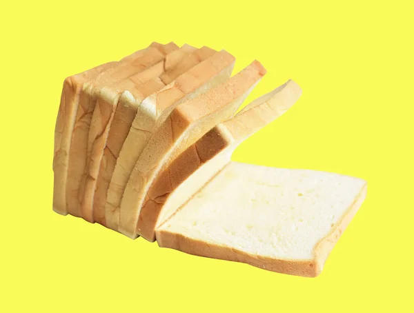 Chleb Pszenny Tostowy Lub Kanapki Plasterkach Chleb Izolowany Ścieżką Wycinania — Zdjęcie stockowe