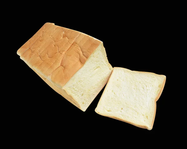 トースト小麦パンやクリッピングパスで隔離されたスライスしたサンドイッチパン 黒の背景に影はありません — ストック写真